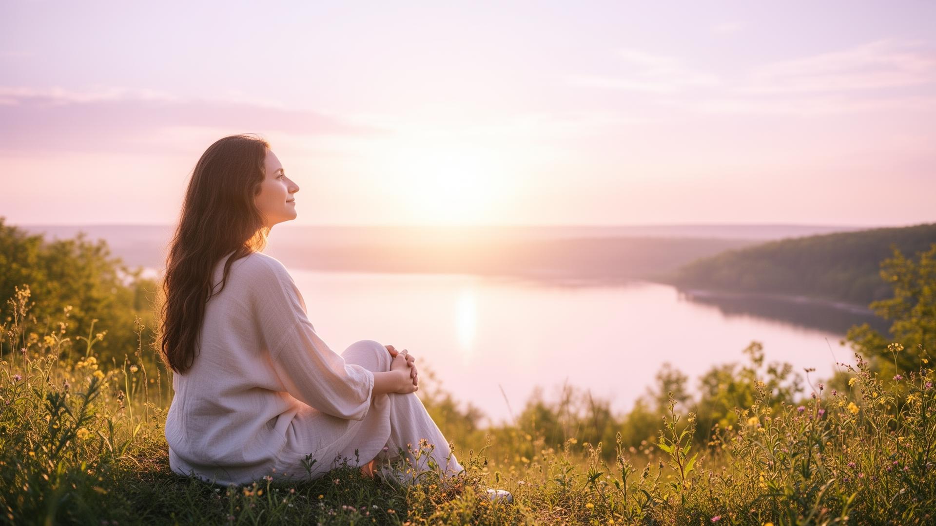 Personne sereine regardant vers l'horizon dans un espace lumineux illustrant le retour à l'énergie et à l'équilibre grâce au neurofeedback dynamique NeurOptimal®